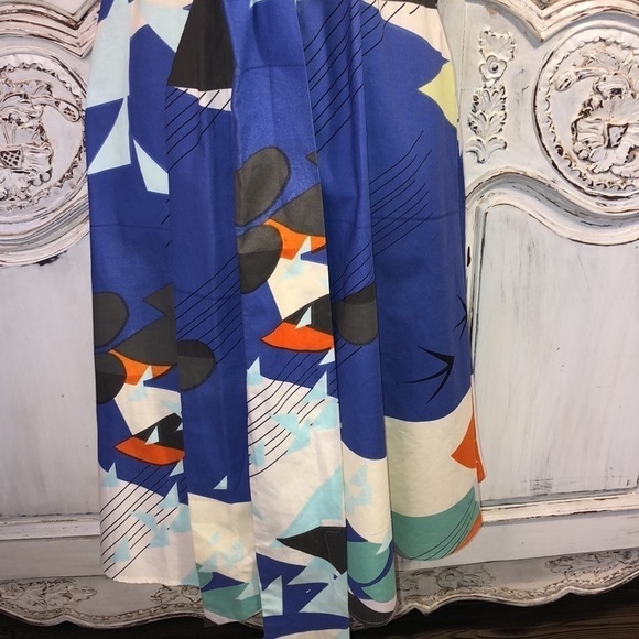 Marimekko for Anthropologie 100% Cotton Multi Color Graphic Scoop Neck Dress S/0 - Picture 4 of 9